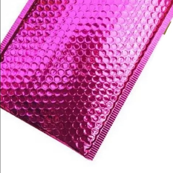12 ct 4.25x8 Hot Pink Metallic poly Bubble Mailers - Picture 2 of 4